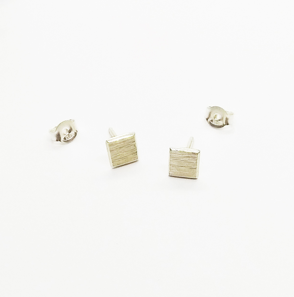 Boucles D'oreilles Carrées En Argent 925 - Créoles 2,5 Cm - Occasion En Bon état