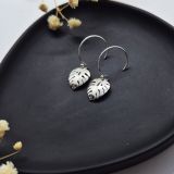Boucles d’oreilles Monstera en argent 925 – Bijou feuille tropicale