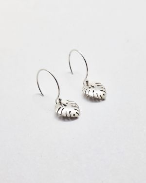 Boucles d’oreilles Monstera en argent 925 – Bijou feuille tropicale